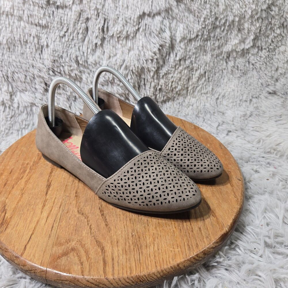 Jellypop Womens Gray Perforated Slingback Ballet Flat Comfort Round Toe Sz 7-7.5